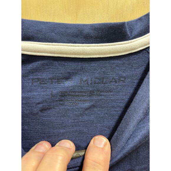 Peter Millar Men’s LS Performance Shirt Navy Stretch Raglan Crewneck athletic - Picture 8 of 9